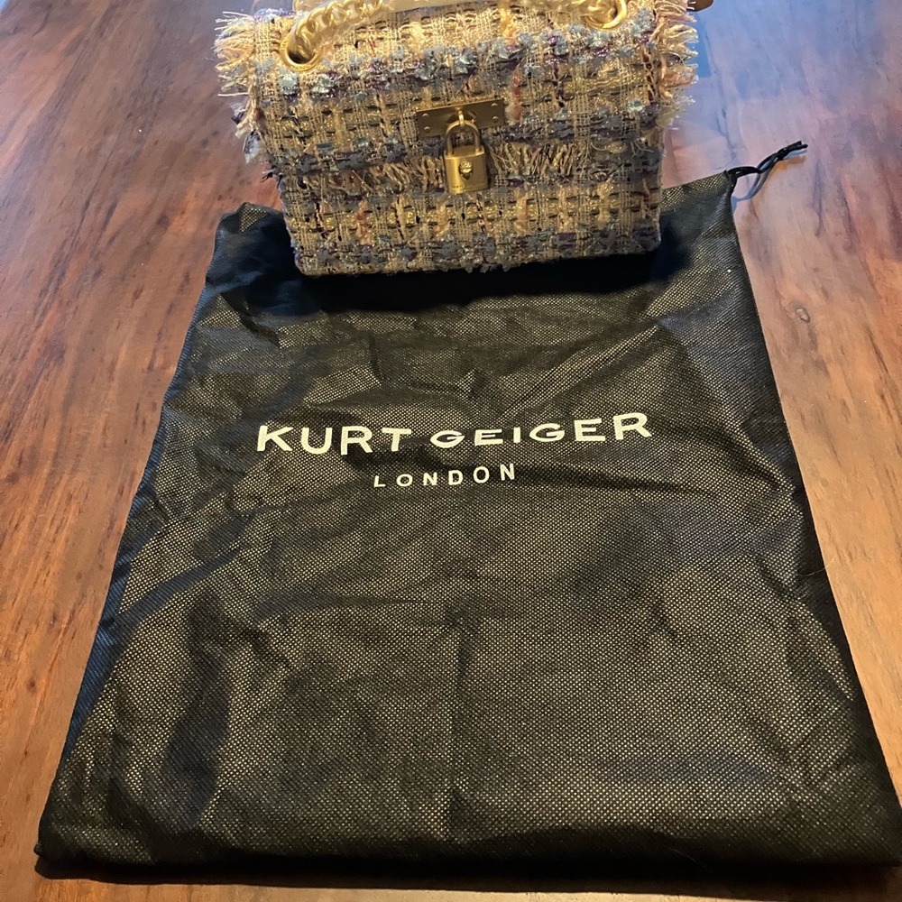 Kurt Geiger Multicolor Tweed Mini BRIXTON BAG with Gold Clasp NEW WITH TAGS - Picture 2 of 8